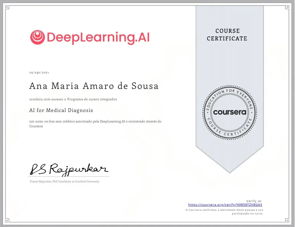 AI for Medical Diagnosis Certificate